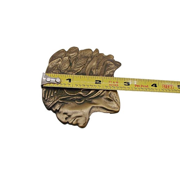 Native American Chief Headdress Belt Buckle Bronze Brass Detailed Work of Art - Picture 10 of 10